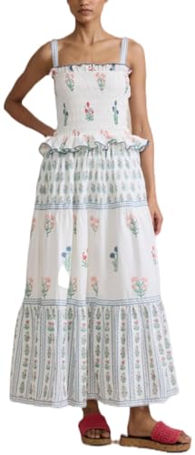 Image of Y2k Patchwork Floral Maxi Dress Boho Flowy Ruffle Tiered Summer Dress Cute Beach Smocked Long Sundresses for Women