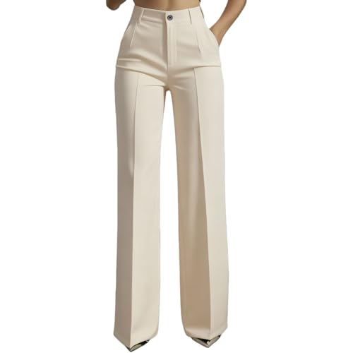 2026 Women's High Waisted Straight Leg Simple Suit Trousers, Women's Wide Leg Dress...