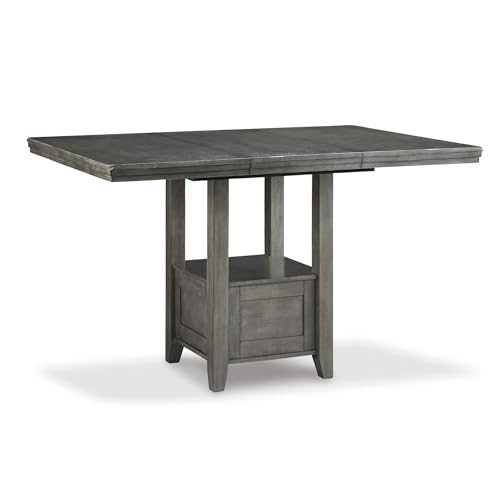 Signature Design by Ashley Hallanden Modern Farmhouse Counter Height Dining Room Extension Table, Dark Gray
