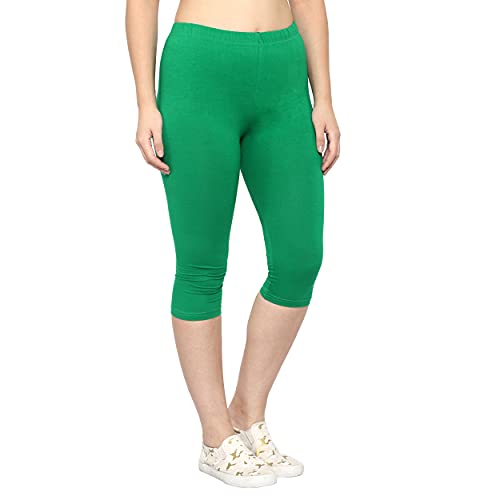 Image of Irana Women Cotton Stretchable Capri | Slim /Regular Fit | Breathable Yoga, Gym & Lounge Wear | High-Waist Stretchable 3 /4 Length Leggings|Capri Pants for Women - Pack of 1