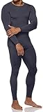 TSLA Men's Thermal Underwear Set, Microfiber Soft Fleece Lined Long Johns, Winter Warm Base Layer Top & Bottom, Soft Micro Fleece Fly-front Dark Grey, Large