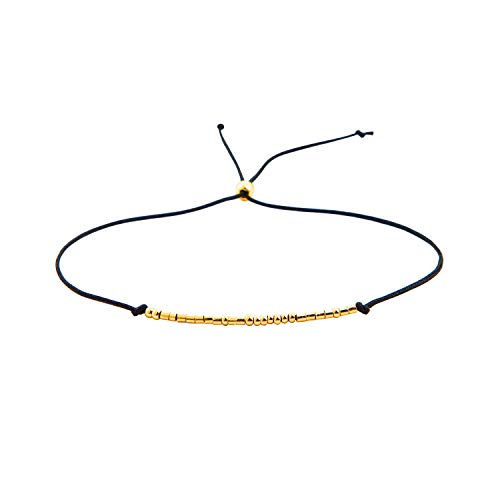 Morse Code Bracelet 14k Gold Plated Beads On Silk Cord
