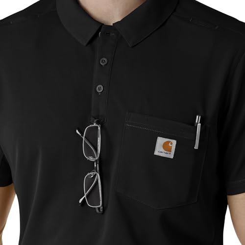 Carhartt Cross-Flex Scrubs for Men, Chest Pocket V-Neck Scrub Tops Black - image 8