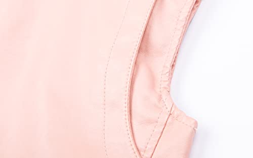 Mud Kingdom Toddler Kids Girls Leather Vest Jacket Zipper Pu Faux Motorcycle Fashion Spring Fall Pink 3T #TOP6