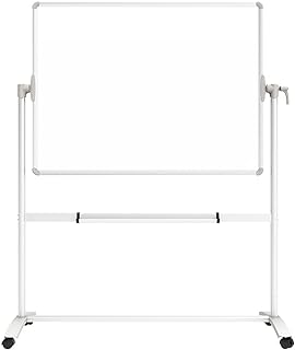 VIZ-PRO Double-Sided Magnetic Mobile Revolving Whiteboard, 1200x900mm, Steel Stand