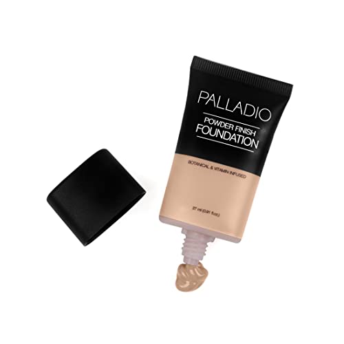 Palladio Powder Finish Liquid Foundation, Natural Matte Appearance, Reduces Fine Lines, Covers Large Pores, Hides Imperfections, All Day Wear, Sheer To Medium Coverage, Honey #TOP6