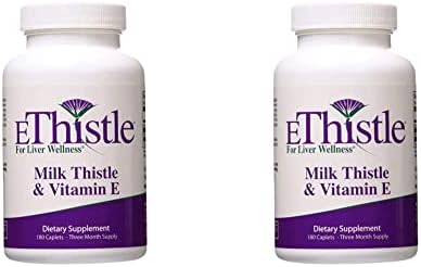 EThistle Liver Wellness Dietary Supplement, Milk Thistle & Vitamin E Liver Health Formula, Caplets 180 Count (Pack of 2)