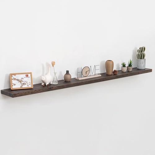 Image of Fun Memories Floating Shelves for Wall, 72 inch W x 9.3 inch D Wood Floating Shelf with Invisible Heavy-Duty Metal Bracket, Deep Floating Shelf for Living Room Kitchen, Walnut Finish