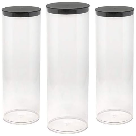 Prestige Import Group - 3" x 12.25" Transparent Clear Plastic (PETG) Storage Tubes with Black Lid - 4 Pack Cover