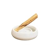 Encendida Palo Santo Holder – Modern White Incense Holder w/ 2 Incense Sticks – Round Ceramic Incens