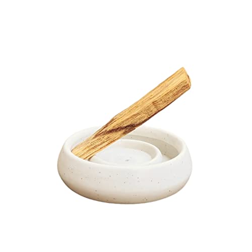 Encendida Palo Santo Holder – Modern White Incense Holder W/ 2 Incense Sticks – Round Ceramic Incense Burner & Smudge Kit – Peruvian Palo Santo Sticks W/Mint And Citrus Notes – Palo Santo Wood #TOP25