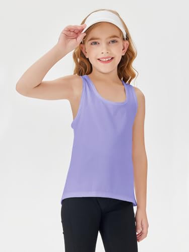 Image of Haloumoning Girls Athletic Tank Tops Racerback Sleeveless Dry Fit Active Sports Running Yoga Shirts