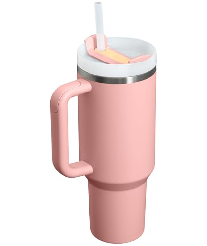 Image of STANLEY Quencher H2.0 Tumbler with Handle and Straw 40 oz | Flowstate 3-Position Lid | Cup Holder Compatible for Travel | Insulated Stainless Steel Cup | BPA-Free | Peach Rose