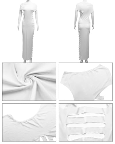 Image of Women's Sexy Sleeveless Hollow Out Maxi Dress Tassel See Through Backless Bodycon Party Club Long Dress