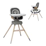 Maxi-Cosi Kiskadee 360 Rotating Baby High Chair, Infant to 5 Years up to 50 lbs, ClipQuik Magnetic Clip, 3-Position Tray, Washable Pad, Infant Recline, Booster Seat, Child Stool, Onyx Heritage