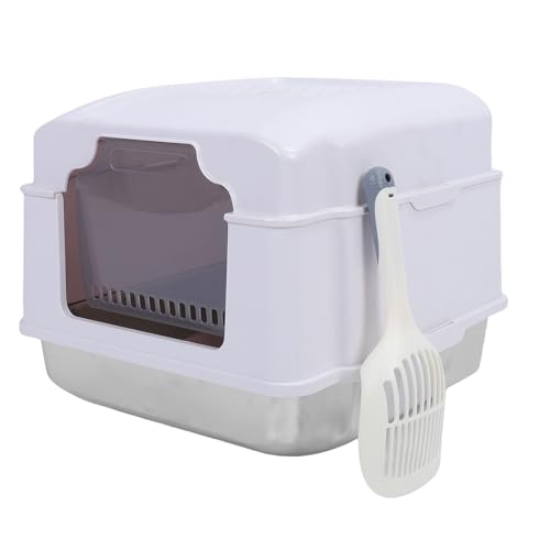 Arenero para gato de acero inoxidable cerrado con tapa miniatura 2