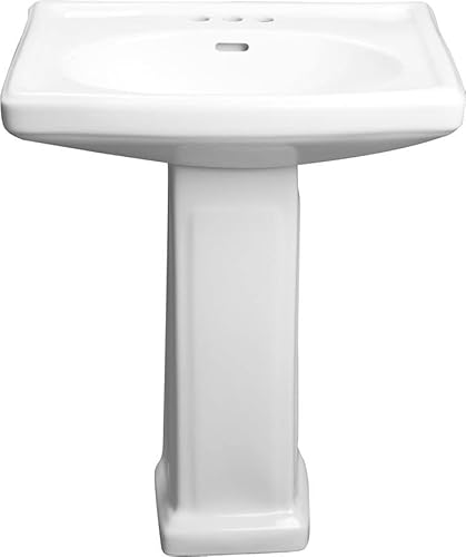 PROFLO PF14104WH PROFLO PF14104 Alder Creek 25-1/2" Rectangular Vitreous China Pedestal Bathroom Sink with Overflow and 3 Faucet Holes at 4" Centers