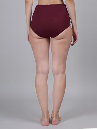 Image of High Waisted Swimsuit Bottom Tummy Control Ruched Bikini Bottom Vintage Bathing Swim Shorts for Women