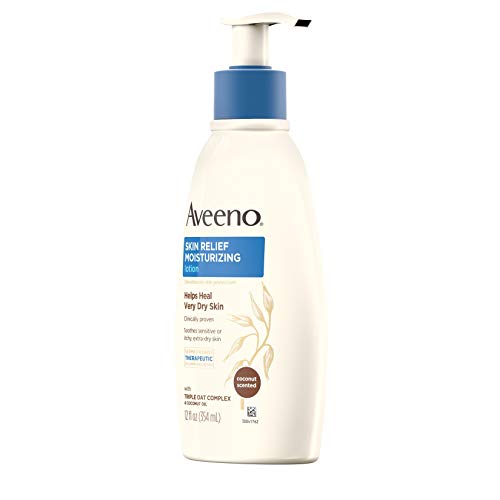Aveeno Skin Relief Moisturizing Lotion With Scent Triple Oat Complex Dimethicone Skin Protectant For Sensitive Extradry Itchy Skin, Coconut, 12 Fl Oz #TOP1