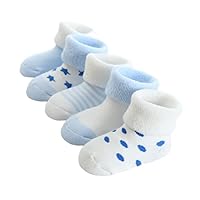 FedMois Baby Thick Winter Socks Cotton Infant Newborn Cozy Warm Socks Pack of 5