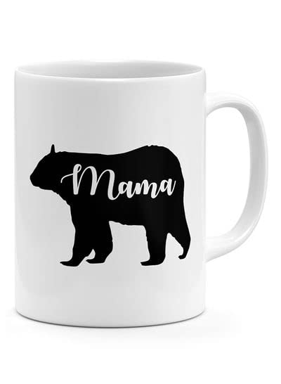 RYNPRINTED DESIGN Mama Bear Silhouette Coffee Mug White 11ounce