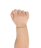 MIONZA Jewelry 14k Solid Gold Cross Bracelet for Women, Teen Girls, Baby | Real Gold Sideways Adjustable Cross Bracelet | Gold Plated Bracelet for Women | Christian Baptism Gift (Solid Gold Baby)