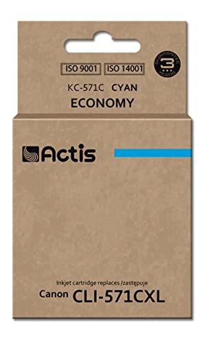 Actis KC-571C cyan yellow ink cartridge for Canon printer (Canon CLI-571C replacement) standard