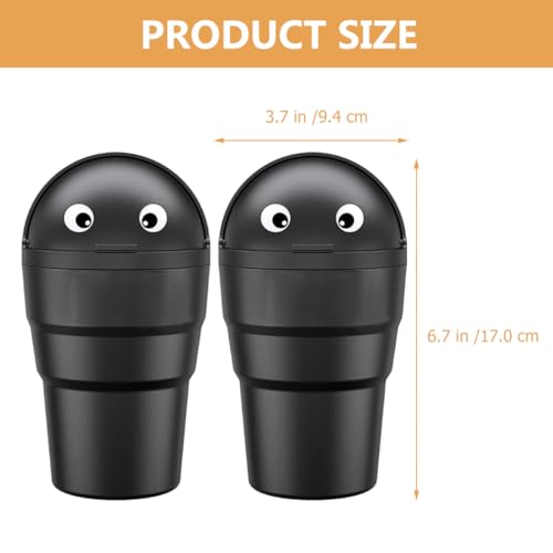 2 Botes de basura para coche KICHOUSE de 520ml negros con tapa anti fugas para portavasos 2