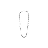 Collar largo de cuero trenzado en color marrón acompañado por pequeños abalorios bañados en plata con forma de lacres.Su longitud permite llevarlo de forma doble, convirtiéndolo en un collar más corto