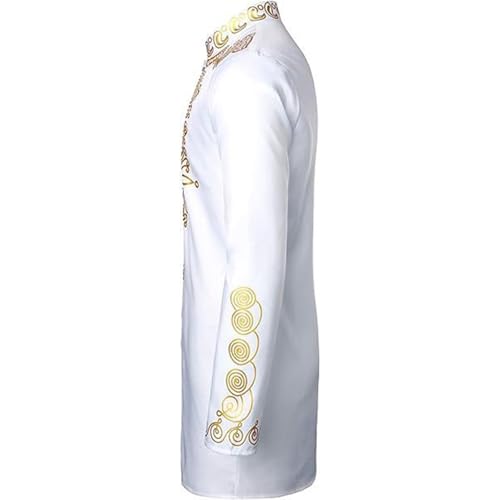 Generisch Afrikanisches Herren-Outfit, Langarm-Dashiki mit goldfarbenem Druck und Hose, traditioneller Anzug, 2-teiliges Set – Bild 5