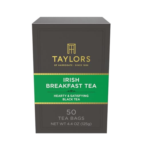 Image of Taylors of Harrogate Irish Breakfast, Black Tea, Pillow Bags, 50 Count (Pack of 6), Rich, Bright & Malty, Caffeinated, Enjoy Hot or Iced, 300 Teabags Total