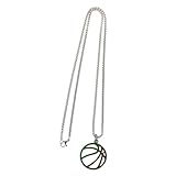 POPETPOP Collar de Baloncesto de Acero Inoxidable para Hombre Diseño Hueco Creativo Cadena Deportiva Resistente y Elegante para Diario