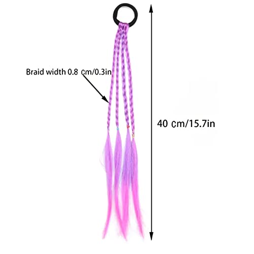 Airxing 6Pcs Kids Girls Hair Extension Colorful Braided Wigs Ponytail Headbands Rubber Bands Hair Bands Headwear Hair Accessories（6 Pcs Colors-A） #TOP7