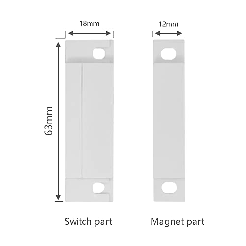 WESUA 5 Pack Surface Mounted NC Magnetic Door Contacts Switch Sensor for Alarm - Thumbnail 2