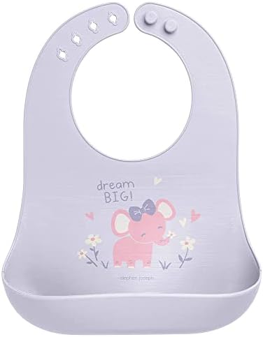 Stephen Joseph Silicone Bib Bibs, Elephant, One size Unisex baby