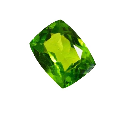 Generic 11 Ct Natural Peridot Cushion Faceted Cut Gemstone Certified Green Peridot Genuine Loose Stone Crstal for Bracelet Pendant Jewelry Making, Medium