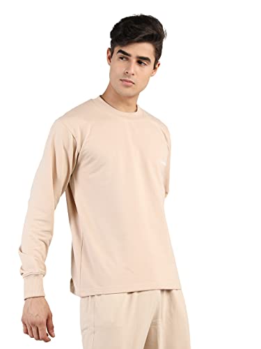 Image of CHKOKKO Men's Terry Cotton Loose Fit Full Sleeves Regular Fit T-Shirt
