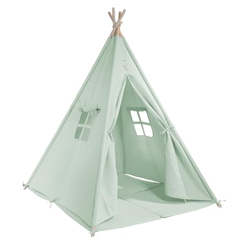 Tente tipi pour enfants Sunny Alba verte le cadeau idéal avec tapis de jeu de chambre