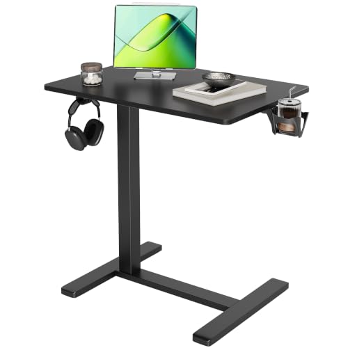 Image of Claiks Mobile Rolling Desk Small Portable Laptop Cart Bedside, 28 inch Black