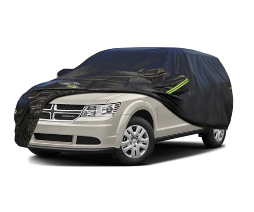 Image of KouKou Waterproof SUV Car Cover Suitable for Dodge Journey from 2008 to 2011, 7 Layers Windproof All Weather Waterproof Outdoor Cover Sun Rain UV Dust Snow Protection. Black