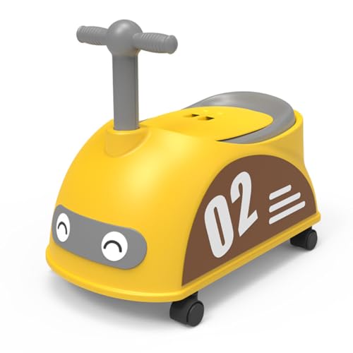 MRTRESB 子供用ポータブル便座 ? 男の子・女の子トイレトレーニング補助器 かわいいカー型デザイン 洗浄簡単 蓋付き 軽量設計 (イエロー)