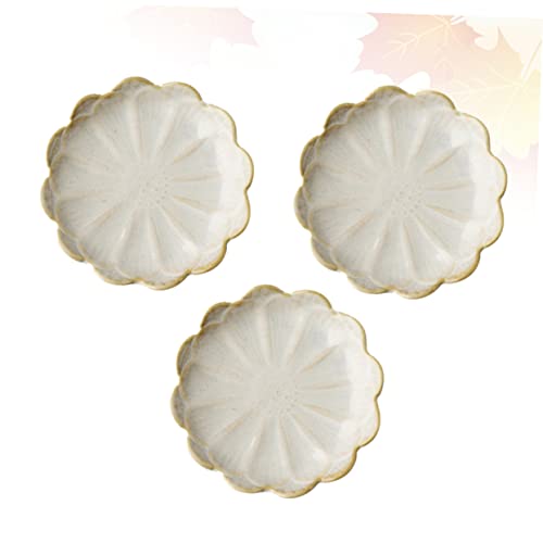 BRIGHTFUFU Sunflower Ceramic Dipping Sauce Dishes Set of 3 Vintage Style Seasoning Plates 4.44 Inch for Soy Mustard Condiments Creative Tableware for Home Restaurant by BRIGHTFUFU - Image 3