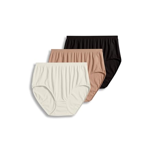 Jockey Women's Underwear Comfies Microfiber Brief - 3 Pack, Black/Ivory/Light, 8