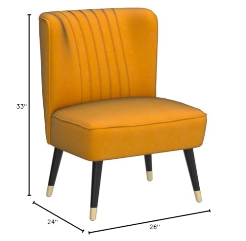 Sillón Armazón Madera Tapizado Terciopelo Dorado miniatura 2