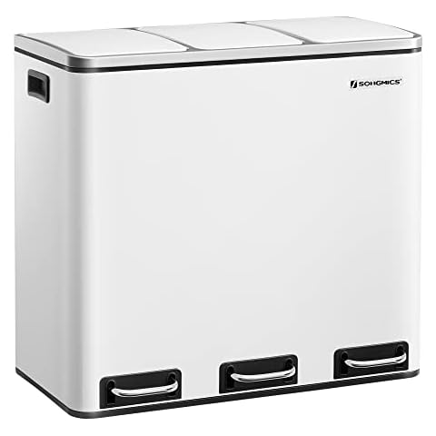 Cubo de Basura para Cocina, 3 x 18 L, 3 Compartimentos para Reciclaje Cover