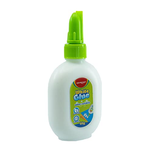 Cola Escolar Blanca con Dispensador 60 g - Libre de Tóxicos - Adhesivo De Tipo Universal - Tapón de Seguridad - Material Escolar Ideal para Manualidades - Keyroad Cover