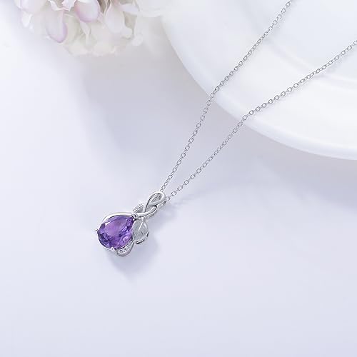 Natural Amethyst Necklace 925 Sterling Silver Authentic Gemstone Purple February Birthstone Pendant Jewelry for Women Wife4