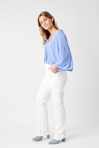 'Fiercely Bella Boutique' Hi-Waisted, Cargo, White, Straight Jeans3