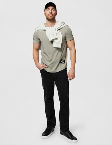 Calvin Klein Herren T-Shirt Kurzarm Badge Turn Up Sleeve Rundhalsausschnitt, Beige (Elephant Skin), S – Ansicht 6