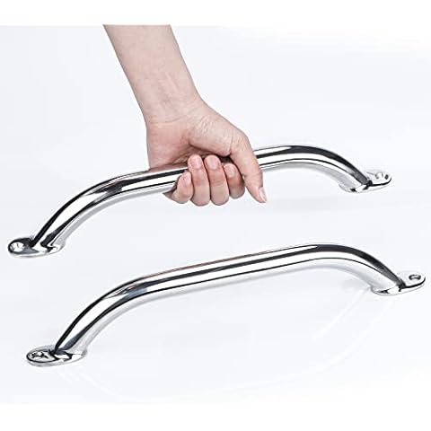 2PCS Boat Handrail Grab Handle Polished Stainless Steel Round Tube - 12" Long Marine Grab Handle Cover
